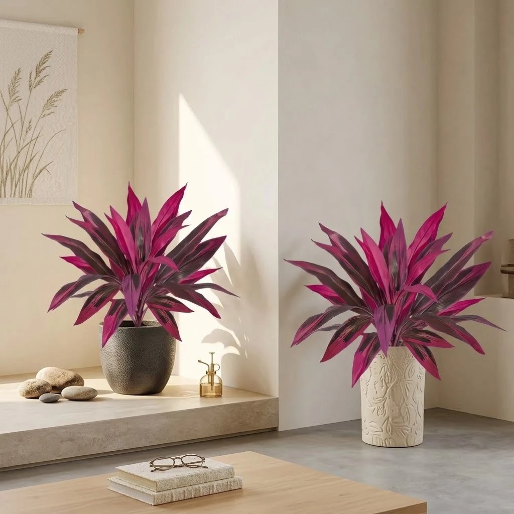 2Pcs Large Artificial Boston Fern & Dragon’s Blood Tree Plants