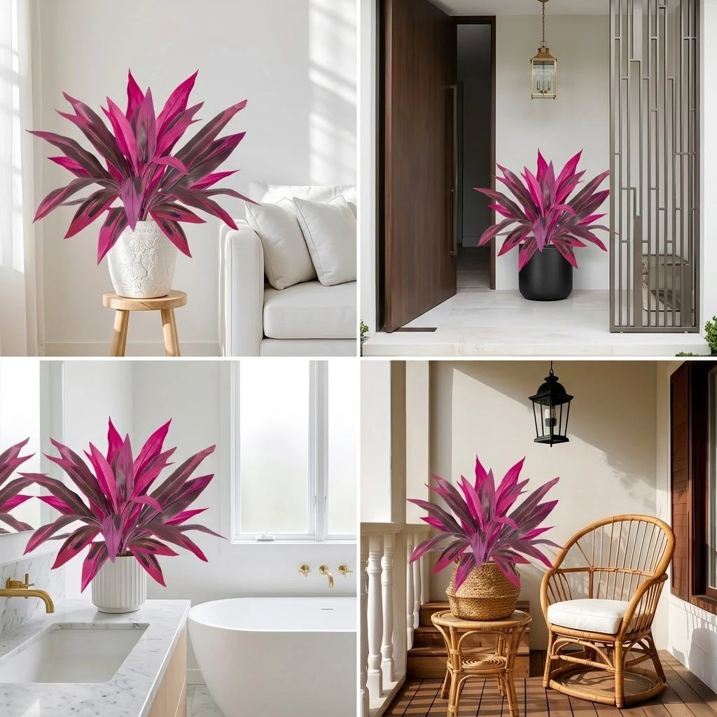 2Pcs Large Artificial Boston Fern & Dragon’s Blood Tree Plants