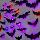 Halloween Bats Wall Decor with Lights – 3D Spooky Stickers for Home