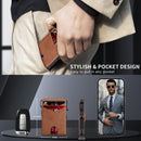 Men's Business Wallet Credit Card Holder Pop Up Smart RFlD Blocking Slim Leather