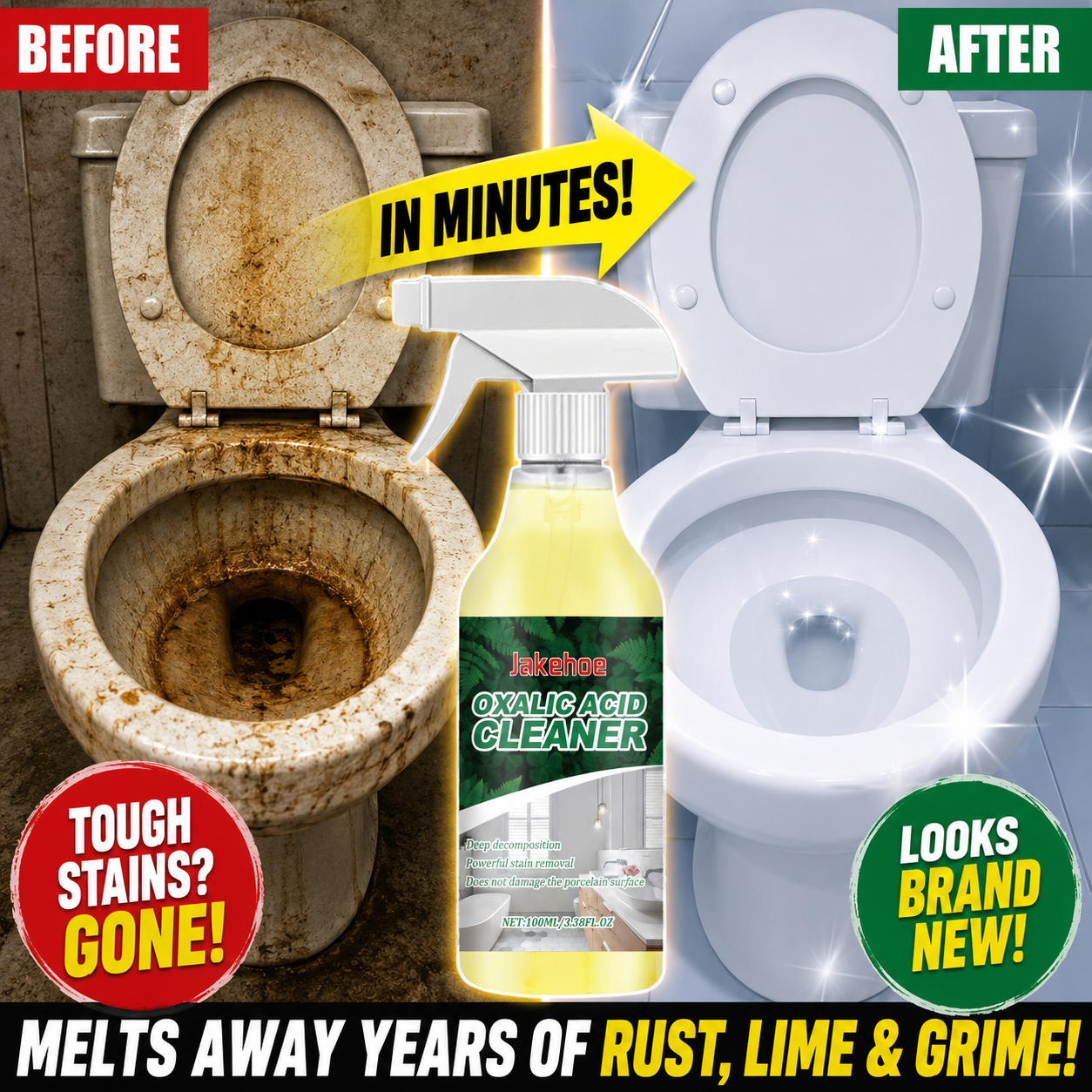 Bathroom Cleaner for Tough Toilet & Sink Stains