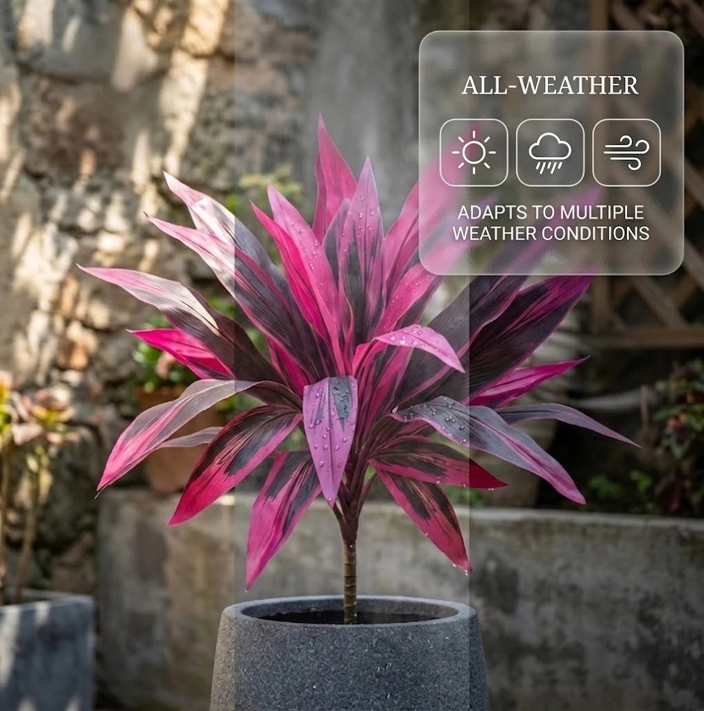 2Pcs Large Artificial Boston Fern & Dragon’s Blood Tree Plants