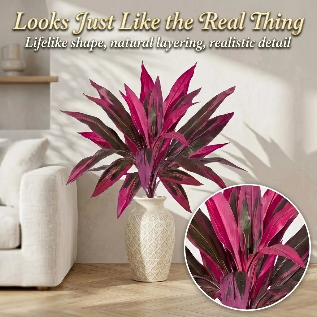 2Pcs Large Artificial Boston Fern & Dragon’s Blood Tree Plants
