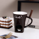 Ceramic Fondue Set – Chocolate, Cheese & Butter Melting Pot with Fork and Tealight Candle