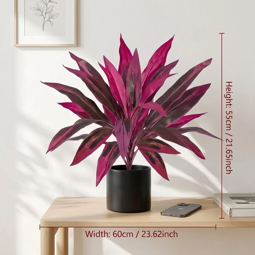 2Pcs Large Artificial Boston Fern & Dragon’s Blood Tree Plants