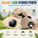 Dual Solar/USB Powered Fan Safari Hat