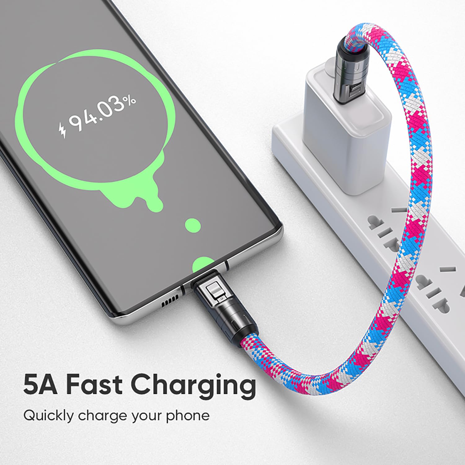 240W USB-C to USB-C Fast Charging Cable Lanyard & Wearable Wrist Strap