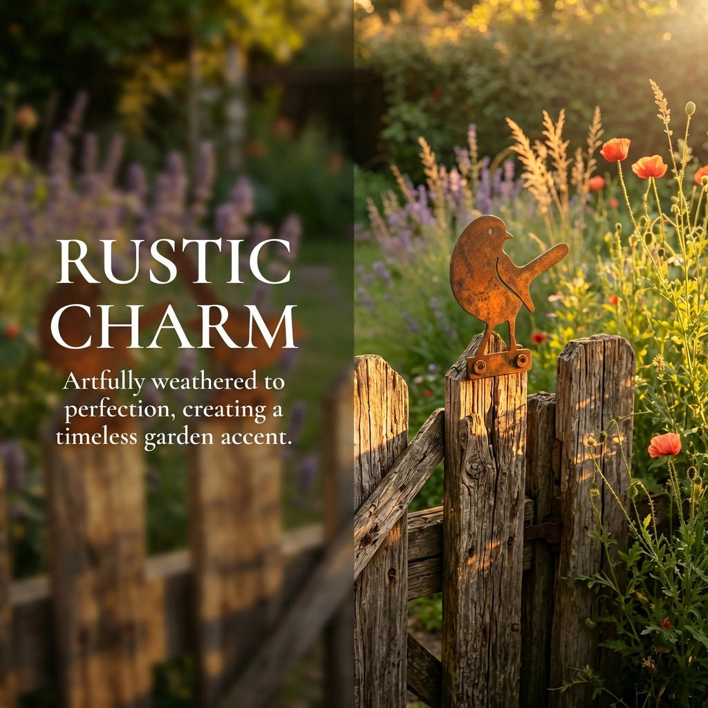 5-Piece Lifelike Rusty Metal Bird Silhouettes Garden Art
